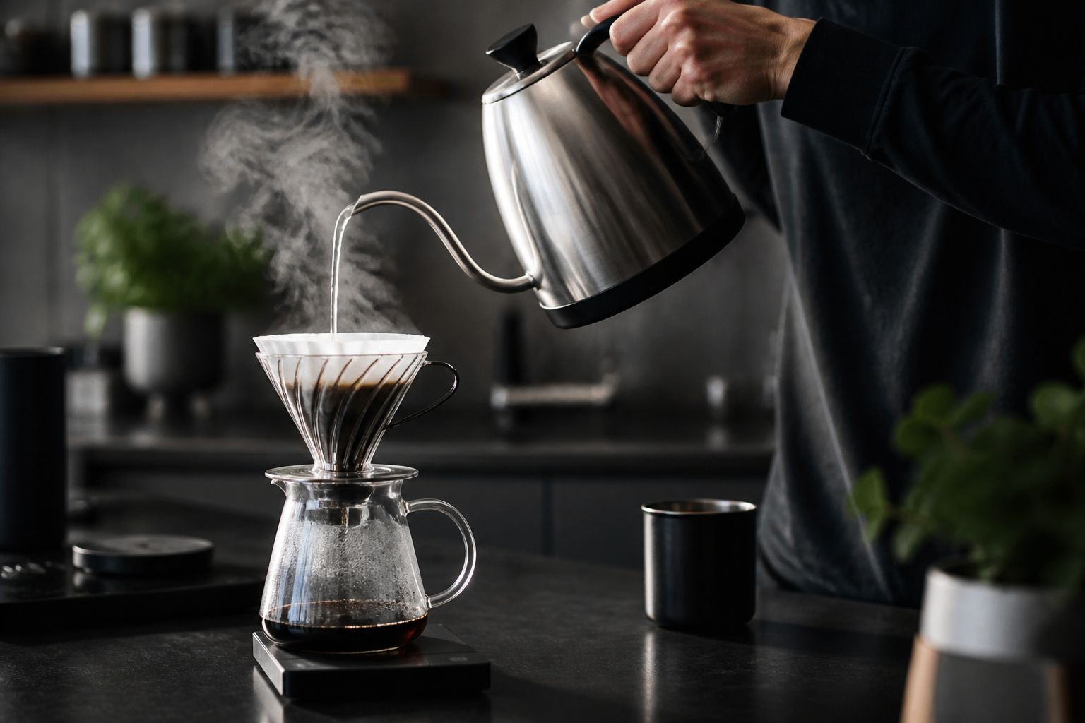 دم آوری pour-over با کتری معمولی: بدون گوسنک هم می شود