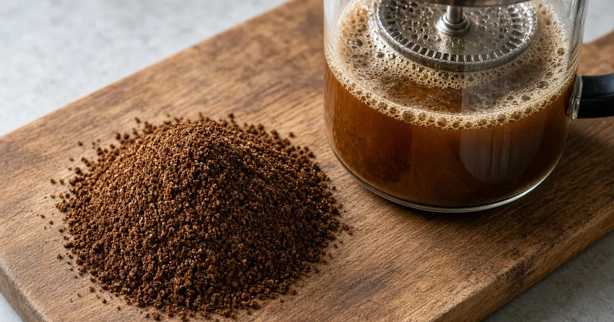 آسیاب درشت قهوه کنار فرنچ پرس خانگی برای دم آوری غوطه وری